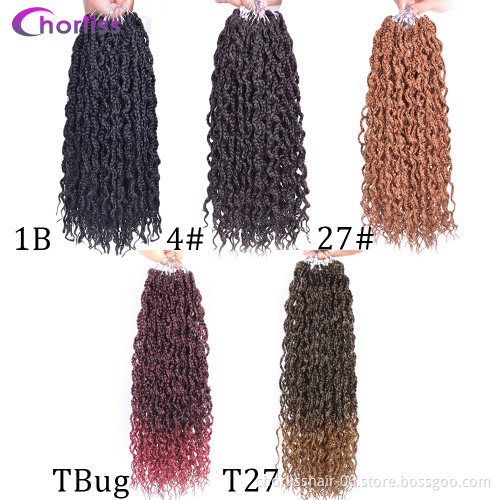 Hot Sale Ombre Brown Black Curly Synthetic  Box Braiding Hair For Black Woman Crochet Kinky Curly Braids Hair Extension